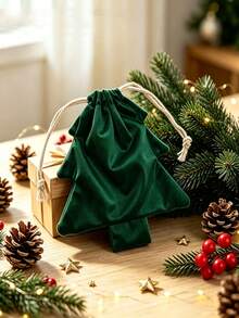 1 Peça Saco de Presente com Cordão em Formato de Árvore de Natal, Pingente de Decoração de Árvore de Natal, Saco de Armazenamento de Natal, Adequado para Armazenamento Doméstico, Suprimentos de Decoração de Árvore de Natal, Decoração de Quarto, Decoração de Quarto, Suprimentos de Decoração de Festa de Natal, Saco de Armazenamento de Pequenos Presentes de Natal, Temporada de Volta às Aulas, Halloween, Melhor Escolha de Presente de Natal para Amigos - Multicolorido - Visão 10
