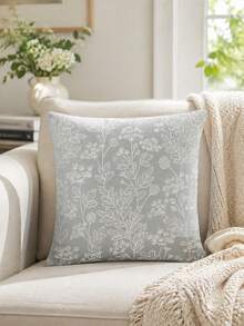 1pc Floral Pattern Jacquard Pillowcase, Modern Minimalist Polyester Fiber Square Cushion Cover, Comfortable And Soft, Suitable For Living Room Home Decor - Multicolor - View 1