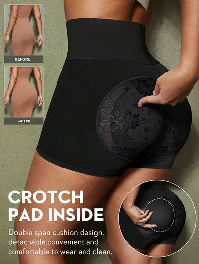 1pc Women's Shapewear Tummy Control Butt Lift Waist Cincher Short Panty With Removable Butt Pads