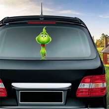 The Grinch Green Fur Monster Cartoon Character Christmas Decoration Car Sticker, PVC Car Body Decoration Sticker, Home Atmosphere Decoration Sticker, Wedding Decoration Sticker, Party Decoration Sticker, Store Glass Door Sticker, Restaurant Decoration Sticker, Funny And Interesting Car Decoration Sticker, Suitable As Christmas Gift For Friends And Family, Halloween Costume Prop - Multicolor - View 3
