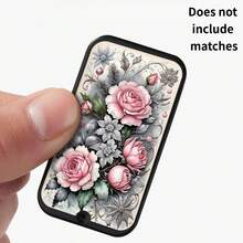 1pc Gothic Style Pink Rose Bouquet Pattern Matchbox, (Matches Not Included), Minimalist Portable High-End Matchbox, Perfect Gift For Loved Ones, Ideal For Halloween, Christmas And Holidays, Excellent Gift Choice, Perfect Gift. - Multicolor - View 5