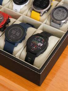 Estuche Organizador De Relojes Con 10 Compartimentos Caja Exhibidora De Piel Sintética Con Tapa De Cristal Y Almohadillas Removibles Almacenamiento Elegante Para Relojes Y Smartwatches - Negro - Ver 5