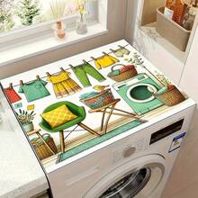 1pc Home Decor Dust Cover Mat For Washing Machine, Cartoon Illustration Print, Laundry Room Top Surface Protector, Modern Washing Machine/Kitchen Appliance/Dryer Dust Cover, Kitchen & Dining Room Decoration - Multicolor - View 21