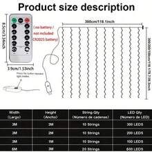 8-Function Outdoor String Lights, Background Wall Decor String Lights, USB Curtain String Lights, Yard Garden Decor Hanging Lights, Halloween Decoration, Remote Control LED Curtain Lights, Christmas Decoration, Home Kitchen Decor Lights, Bedroom Curtain String Lights - USB Curtain Lights - View 2