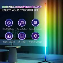 LED Corner Floor Lights -16Million DIY Color Changing, RGB Smart Modern Lights With Remote Control And APP Control, USB Power Supply, Four Modes With Music, Game Room, Living Room Office And Party Decor - Black - View 9
