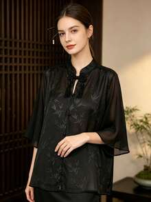 Hanfu Tops - Black - View 1