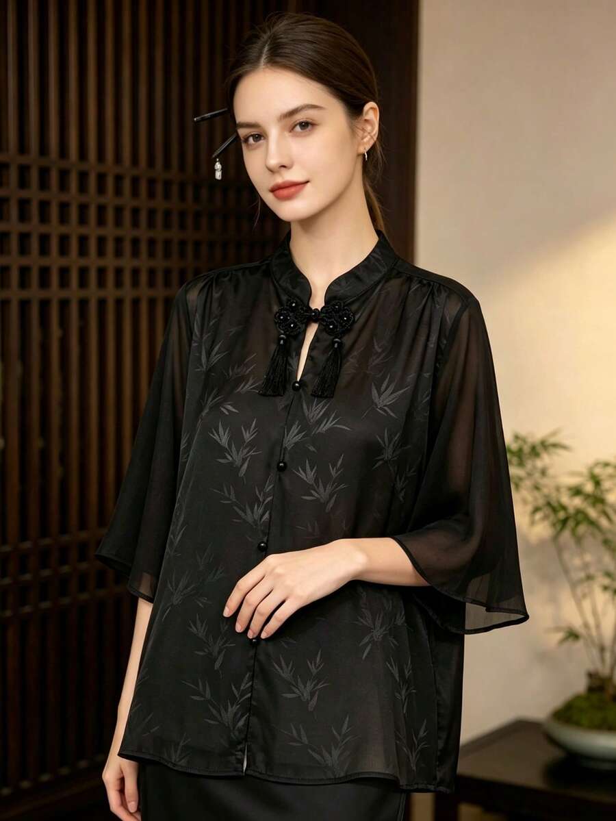 Hanfu Tops - Black - View 1
