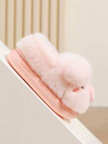 Children's Winter Indoor Cute Cartoon Pig Plush Closed-Back Slippers For Girls, Toddlers, Infants And Boys - Pink - View 8