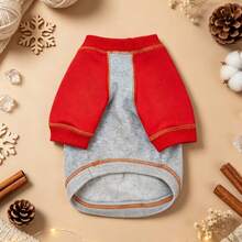1pc Dog Hoodie, Colorblock Raglan Sleeve Dog Hoodie, Soft And Comfortable Puppy Loungewear, Suitable For Small/Medium Dogs, Cats, For Outdoor And Indoor Use In Cold Autumn/Winter Weather - Red - View 6