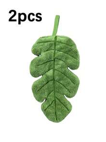 2pcs New Banana Leaf Pattern Hand Towels, Cute Creative Minimalist Style, Thick Soft Coral Fleece, Kitchen Bathroom Absorbent Cleaning Cloth - Green - View 8