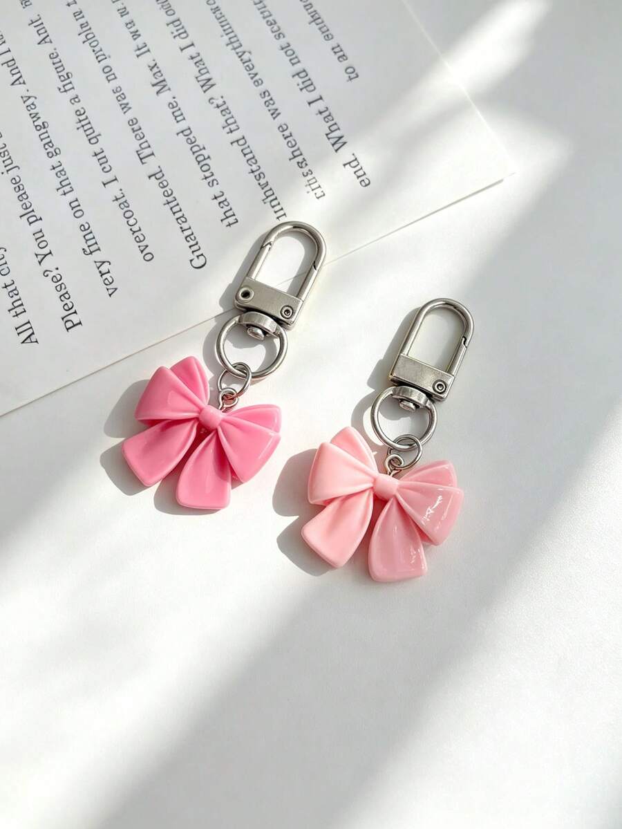 1pc Cute Bowknot Keychain Pendant, Women's Bag Decoration Charm, Versatile Daily Car Key Ring - Multicolor - View 1