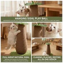 Lotus Leaf Shaped Vertical Cat Scratching Post, Durable Natural Sisal Cat Scratching Board, Suitable For Indoor Kittens And Adult Cats; Stable Base Anti-Tip Vertical Scratching Tower, Protects Furniture, Cat Claw Scratching Toy - Mocha Brown - View 5