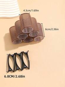 Self-Adhesive Hair Roller Set Size S Salon-Grade Hair Curler Suitable For DIY Hairstyle Design Heatless Hair Curlers - Coffee Brown - View 6
