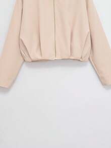 Women's Minimalist Stand Collar Short Flight Jacket - Apricot - View 7