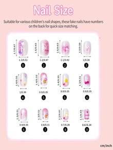 120pcs 5 Styles 3D Kids Short Press-On Nails, Cute Cartoon Unicorn Mermaid Shell Heart Bow Design Fake Nails, Birthday Party Dress-Up Gift For Girls, Suitable For Little Girls' Daily Manicure - Multicolor - View 7
