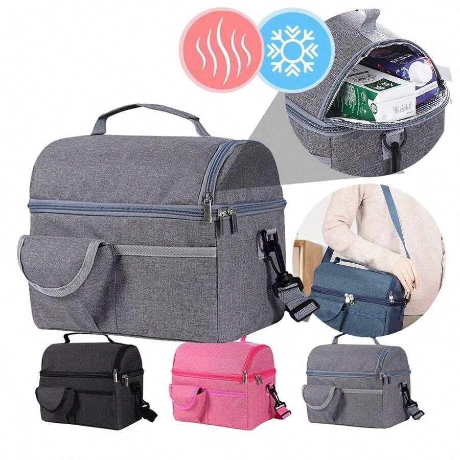 Tas Bekal Makan Siang Terisolasi Unisex, Tas Bekal Makan Siang Genggam Anti Bocor yang Dapat Digunakan Kembali dan Menjaga Suhu Dingin, Dilengkapi Tali Bahu yang Dapat Diatur, Tas Penyimpanan Wadah Bekal Makan Siang Portabel, Cocok untuk Kerja, Kantor, Piknik, dan Perjalanan - MultiWarna - View 1