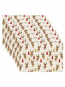 1/2/4/5/6/8pcs Digital Print Placemats, Christmas Pattern Printed Placemats Table Decor, Suitable For Daily, Holiday, Party, Birthday, Wedding, Dinner, Kitchen, Dining Room And Home Textile Decoration - Multicolor - View 13
