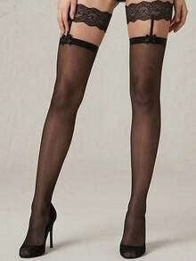 1/2 Pairs Women's Lace Garter Socks, Sexy Over-The-Knee Socks, Suitable For Party And Gathering Wear - Multicolor - View 5