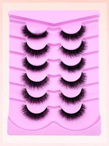 ENCHUW 6 Pairs Fox Eye Eyelashes Cat Eye Lashes With Clear Band Eyelashes Fluffy Soft Natural Long Fake Lashes - Black - View 5