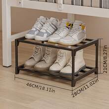 1pc Metal Stackable Shoe Rack, Sturdy And Durable Shoe Cabinet, Suitable For Entryway, Closet, Garage, Hallway Storage, Space-Saving Multi-Layer Storage Rack, Easy To Assemble, Perfect For Mudroom, Laundry Room, Bedroom, Dorm, Office Organization - Black - View 11