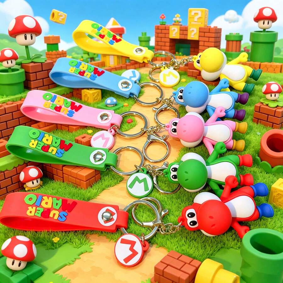 SUPER MARIO BROS. 1pc Anime Character Image Keychain Pendant Cartoon Bubble Dragon Keychain Backpack Car Keychain Prop Gift, Perfect Holiday Gift For Family And Friends - Multicolor - View 1