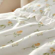 2/3pcs Pink Floral Pattern Fresh Elegant Design Ruffle Duvet Cover Set, Set Includes 1 Duvet Cover + 1/2 Pillowcases, No Filling - Soft Comfortable Breathable Bedding, Suitable For All Seasons, Perfect For Creating A Cozy Warm Bedroom, Guest Room, Ultra Soft Breathable Absorbent Bedding - Multicolor - View 9