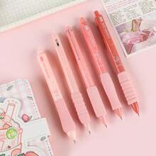5pcs Retractable Gel Pens, Quick-Dry ST Tip, Soft Touch Barrel, Suitable For Office, Recording And Note-Taking - Multicolor - View 4
