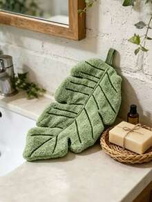 2pcs New Banana Leaf Pattern Hand Towels, Cute Creative Minimalist Style, Thick Soft Coral Fleece, Kitchen Bathroom Absorbent Cleaning Cloth - Green - View 5