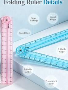 1pc 30cm Colorful Transparent Folding Ruler, Flexible Anti-Bend Design, Portable Student Drawing Straight Ruler, Multi-Purpose School And Office Stationery, Practical Drawing Measurement Tool, Ideal Classmate Gift, Cute Back To School Gift - Multiple Styles - View 2
