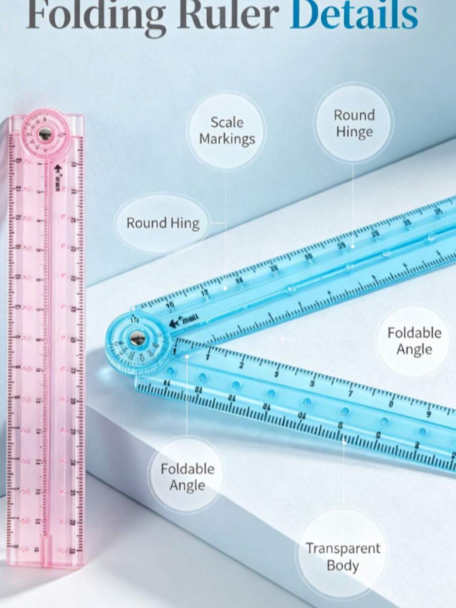 1pc 30cm Colorful Transparent Folding Ruler, Flexible Anti-Bend Design, Portable Student Drawing Straight Ruler, Multi-Purpose School And Office Stationery, Practical Drawing Measurement Tool, Ideal Classmate Gift, Cute Back To School Gift - Multiple Styles - View 1