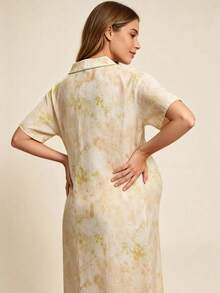 Hart & Haze 1pc Women V-Neck Comfortable Maternity Nightgown, Summer - Apricot - View 4