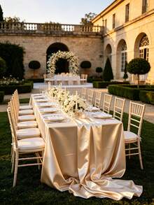 1pc Satin Rectangular Tablecloth, Smooth Fabric Tablecloth Suitable For Wedding, Party, Birthday Table Decoration, 57.09" X 104.33" (Approx. 145 X 265cm), Multi-Color - Multicolor - View 21