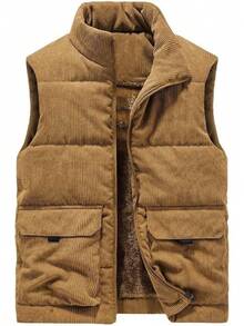 Plus Size Men Thermal Underwear Vests - Yellow - View 1