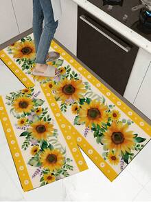 1/2pcs Autumn Sunflower Pattern Vintage Diatomaceous Earth Bath Mat, Super Absorbent, Non-Slip, Perfect For Bathroom, Kitchen And Dining Room, Quick Dry, Ideal Home Decor And Bathroom Mat Gift, Holiday Gift! - Multicolor - View 6