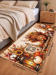 1/2pcs Thanksgiving Autumn Floor Mat, Bull & Floral Pattern, Vintage Diatomaceous Earth Mat, Super Absorbent, Non-Slip, Perfect For Bathroom, Kitchen And Dining Room, Quick Drying, Ideal Home Decor And Bathroom Mat Gift - Multicolor - View 17