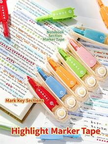 Creative Practical Highlight Correction Tape, Multiple Marking Patterns, Suitable For Highlighting Notes, Learning Classification Labeling, Suitable For Home, Office, Learning And Multiple Scenarios - Multicolor - View 1