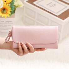 PRETTYZYS 1pc Pink Long Wallet For Women, High-End Solid Color Minimalist Multifunctional Large Capacity Phone Wallet With Multiple Card Slots, Card Holder, Coin Purse, Student, Business, Daily Travel, Valentine's Day Gift, Christmas Gift, Back To School, All Season - Pink - View 2