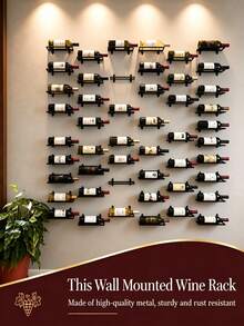 Industrial Style Iron Square Wine Rack, Space-Saving Wall-Mounted Wine Storage Shelf, Restaurant Bar Decor Wine Bottle Holder - View 4