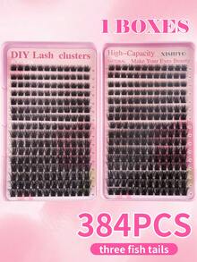 Special Offer Multi-Box Set (1/2/3 Boxes, 384 Clusters) - D Curl Large Capacity Eyelash Tray, Premium Quality Low Price, New DIY Eyelashes, Fluffy Soft 3D Faux Mink False Eyelashes, Lightweight And Comfortable, Suitable For DIY Lash Extension Makeup Effect - D - View 13