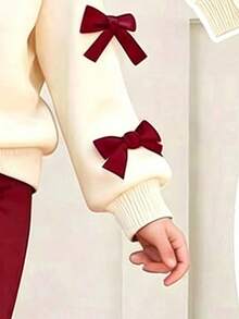 Young Girl Letter Print Round Neck Long Sleeve Top And Flared Pants Set - Apricot - View 7
