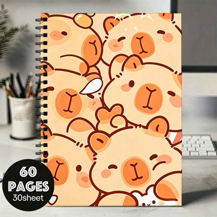 1 buah Buku Catatan Spiral Capybara, 30 Lembar/60 Halaman Bergaris di Bagian Dalam, Jilid Spiral, Terbuat dari Kertas Berkualitas Tinggi, Cocok untuk Penggunaan di Sekolah dan Kantor, Pilihan Hadiah Natal, Ulang Tahun, dan Tahun Baru yang Sempurna untuk Teman, Siswa, dan Guru - A5 - View 1