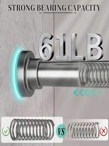 1pc Extra Long Stainless Steel Telescopic Shower Curtain Rod, Curtain Rod, Door Curtain Rod, Closet Rod, Shower Rod, Tension Rod, Clothes Drying Rod, Pull Rod, Curtain Rod, Closet Hanging Rod, Extendable Rod, Laundry Drying Rod, Hanging Rod Bracket, Kitchen Utensil Storage Rod, Black Room Divider, Spring Curtain Rod, Spring Shower Rod, No Drilling Required, Adjustable Bathroom Divider Spring Rod - A - View 3