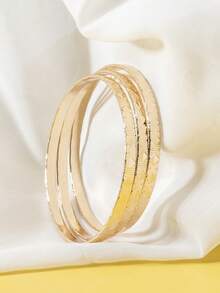 3pcs Fashion Minimalist Bestselling Versatile Unique Design Geometric Chunky Rhombus Stackable Bracelets - Multicolor - View 5