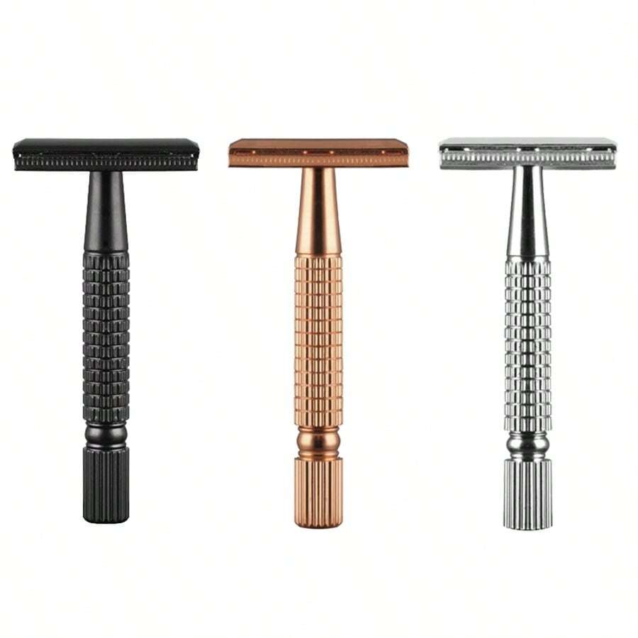 Rose Gold/Black/Silver Women's Zinc Alloy Razor With 10 Blades, Stainless Steel Handle, Reusable Unscented Shaving Tool For Facial Hair, Face, Armpits, Bikini Area & Legs