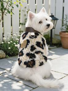 PETCIRCLE 1PC Pet Clothes Autumn/Winter New Small Dog Puppy Cat Breathable Skin-Friendly Thickened Warm Stand Collar Design Gold Leopard Print Jacket - Multicolor - View 1