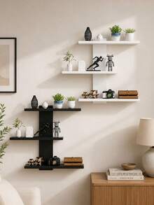 1pc No-Drill Wall-Mounted Storage Rack, Wall Shelf, Figure Display Stand, Craft Display Rack, Suitable For Bathroom, Living Room, Bedroom And Kitchen, Can Be Used To Store Books And Decorate Room - Multicolor - View 2