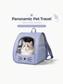 1PC Oxford Cloth Transparent Breathable Pet Backpack With Shoulder Strap, Suitable For Dogs/Cats Up To 13lbs, Multipurpose For Outdoor Use, Large Capacity Portable Pet Carrier - Multicolor - View 4