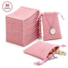 30pcs Velvet Jewelry Pouches With Drawstring, Soft Drawstring Gift Bags Suitable For Weddings, Parties, Valentine's Day And Anniversaries. - Multicolor - View 7