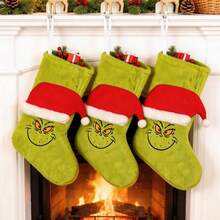 The Grinch 1pc Embroidery Three-Dimensional Christmas Stockings, Christmas Fireplace Hanging Decorations, Indoor Scene Arrangement Props, Party Atmosphere Decorations - Multicolor - View 3