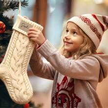 Printed Embroidery, Embroidered Christmas Stocking Set, Name Embroidery, DIY Handmade Embroidered Christmas Pattern, Handmade Stitched Christmas Gift Leg Warmers - Multicolor - View 11